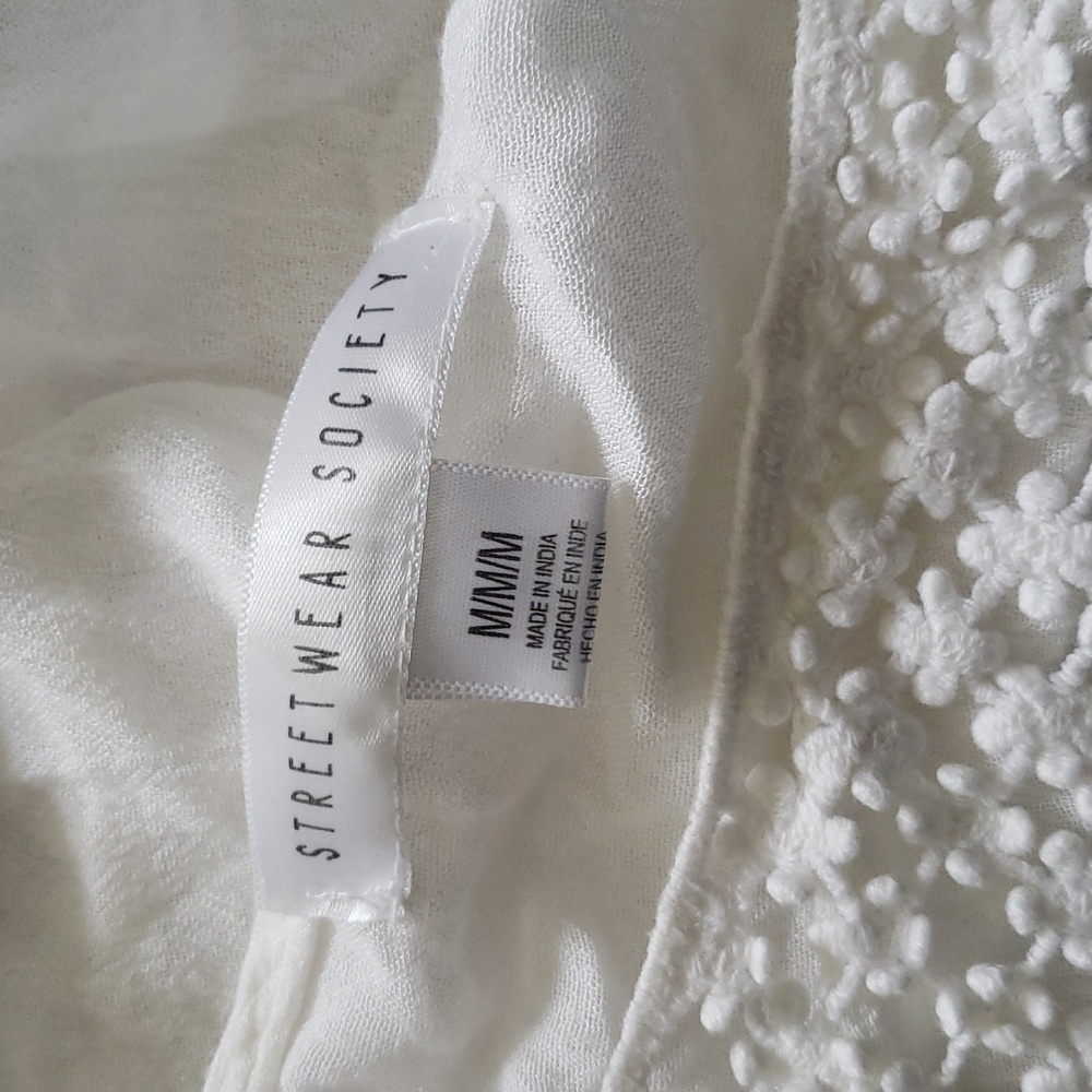 (M) Streetwear Society Crochet Cottagecore Statement Sleeves 100% Rayon - Picture 3 of 8